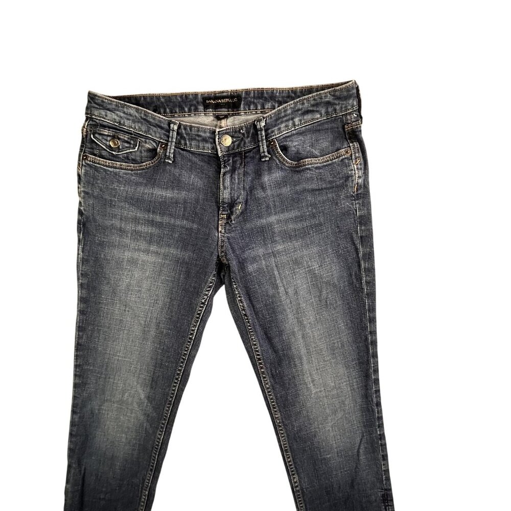 Banana Republic Jeans Womens 8 Blue Stretch Denim Straight Leg Classic Fit Pants - Picture 5 of 16